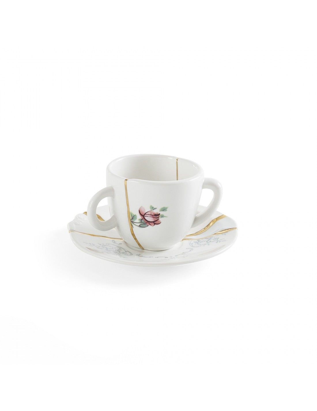 SELETTI Kintsugi Porcelain coffee cup + plate n'1  - pack of 2