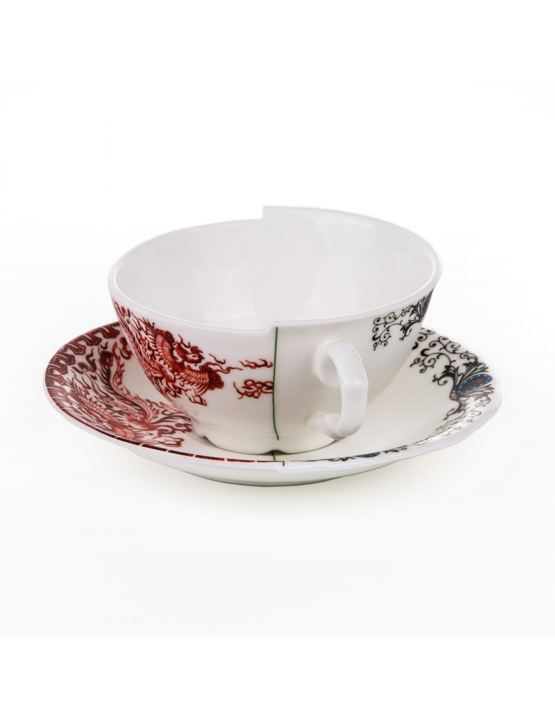 SELETTI Hybrid Porcelain tea cup + plate - Zora - set of 2