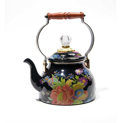 Flower Market 2 Quart Tea Kettle - Black