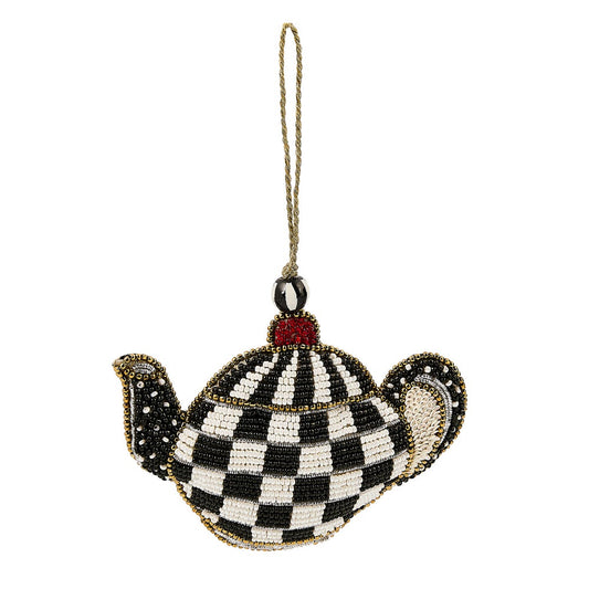 Courtly Check Teapot Beaded Ornament
