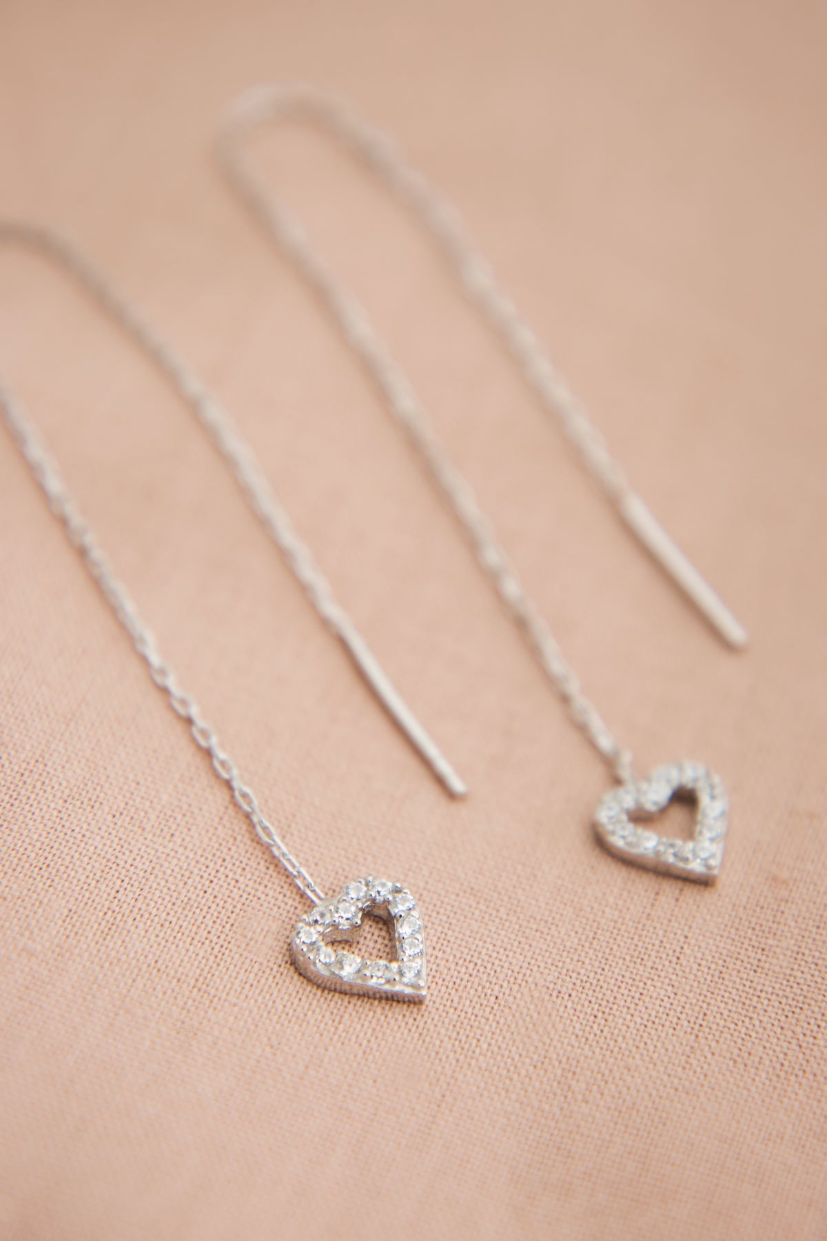 Women's Heart Model Dangling 925 Sterling Silver Earrings