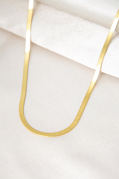 Italian Flat Chain Gold Plated 925 Sterling Silver Necklace (40cm)