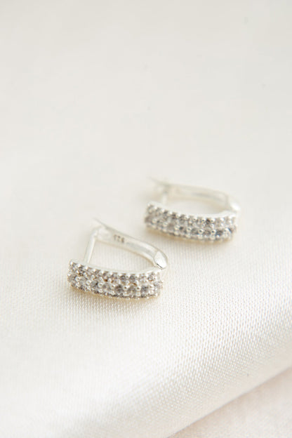 Women's Row Stone Model 925 Sterling Silver Earrings