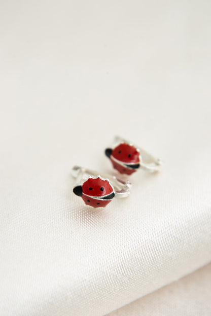 Women's 925 Sterling Silver Ladybug Earrings