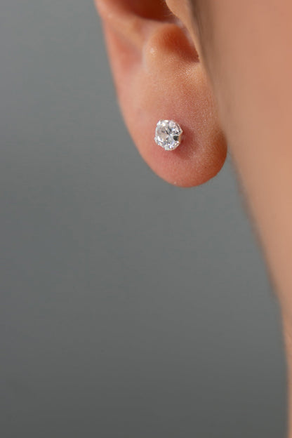 925 Sterling Silver Single Stone Women's Earring