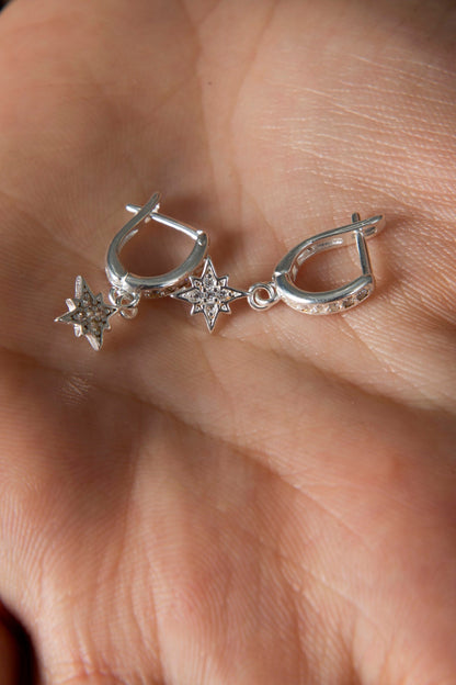 Women's 925 Sterling Silver North Star Earrings