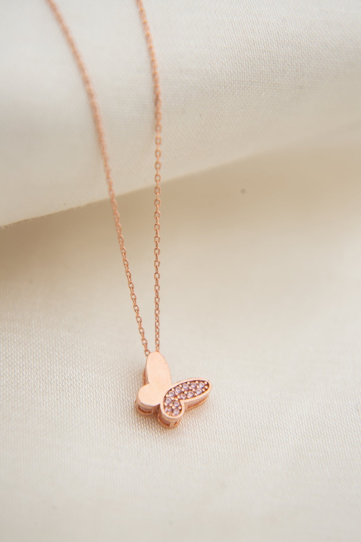 Women's 925 Sterling Silver Butterfly Necklace with Pink Stone Detail