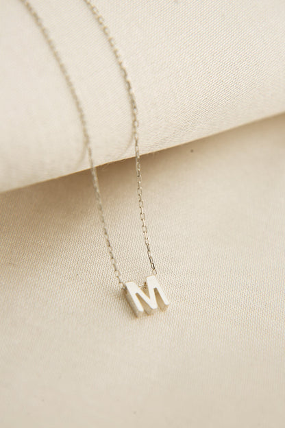 Women's 3D M Letter Model 925 Sterling Silver Necklace