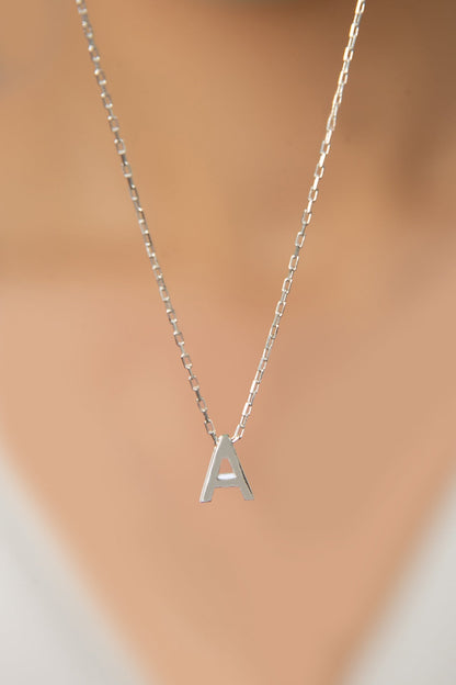 Women's 3D A Letter Model 925 Sterling Silver Necklace