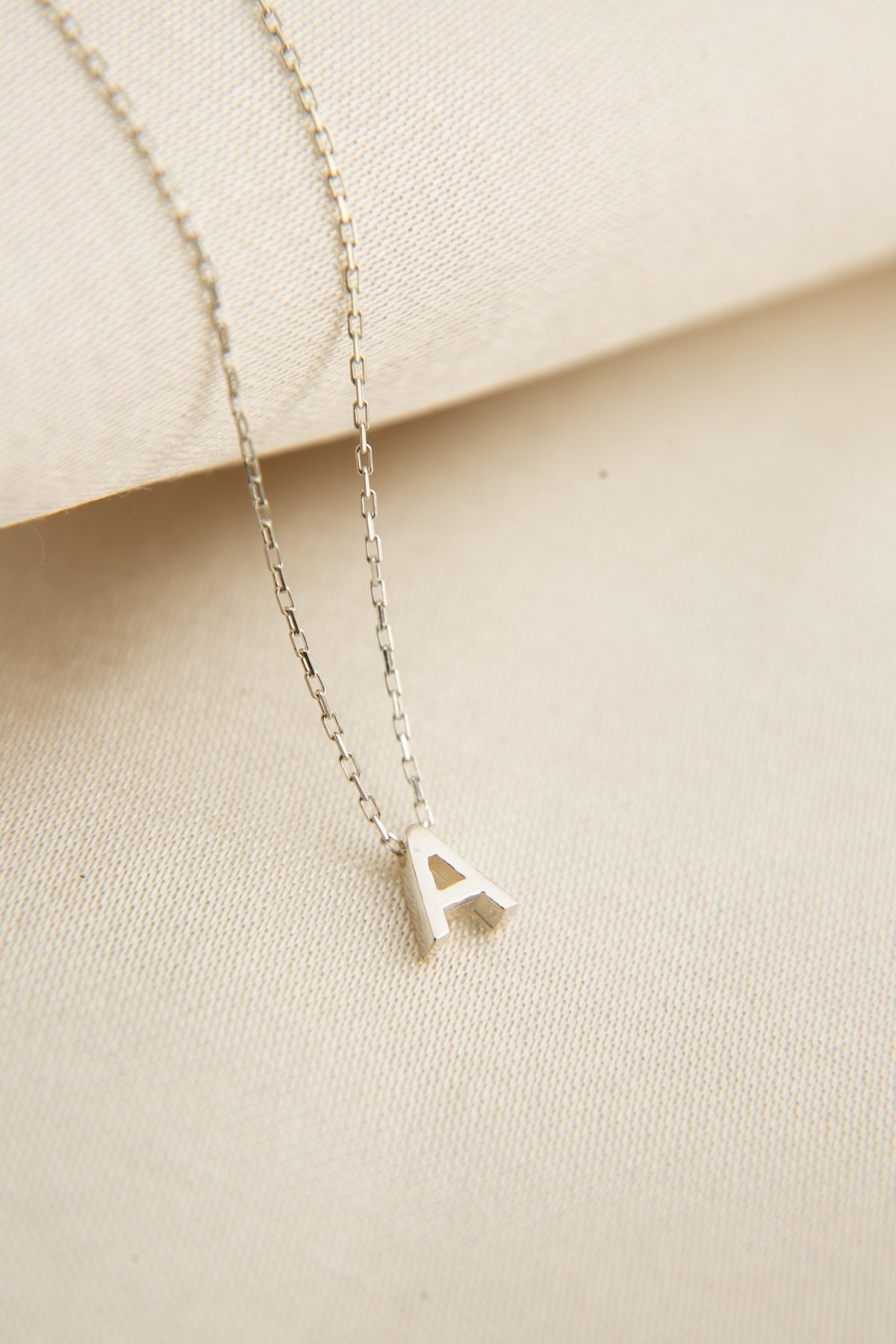 Women's 3D A Letter Model 925 Sterling Silver Necklace