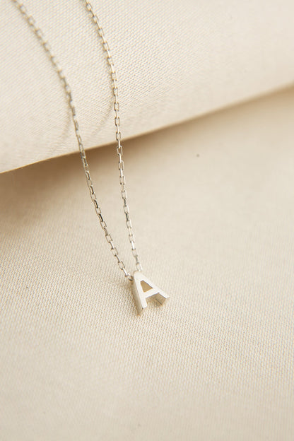 Women's 3D A Letter Model 925 Sterling Silver Necklace