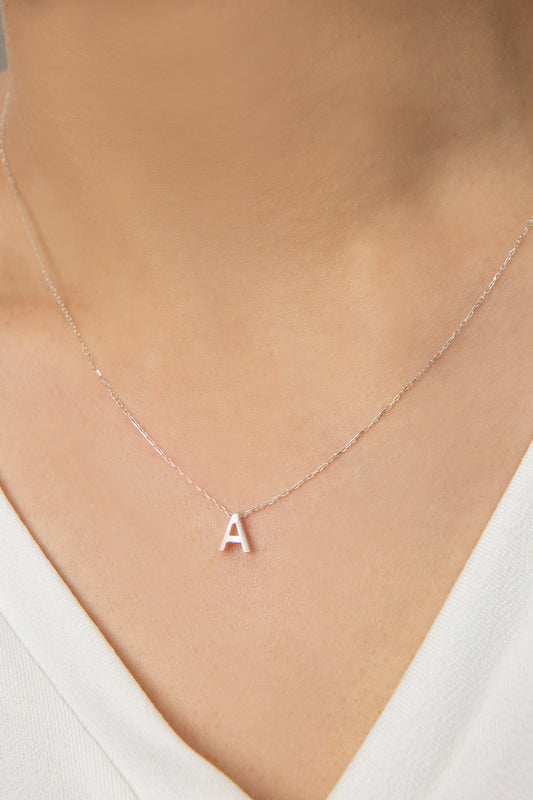 Women's 3D A Letter Model 925 Sterling Silver Necklace