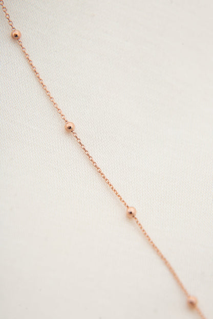Women's Rose Plated Top Chain Model 925 Sterling Silver Anklet