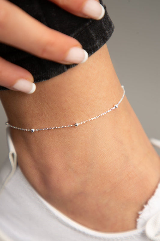 Women's 925 Sterling Silver Ball Chain Anklet