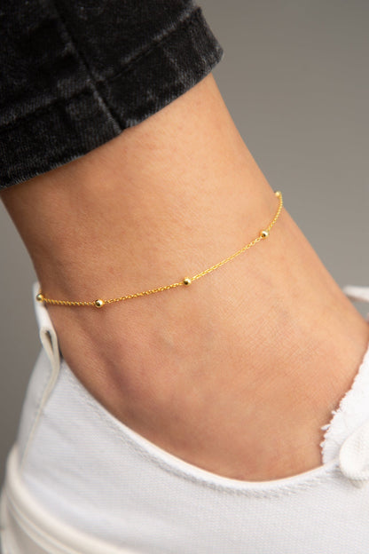 Women's 925 Sterling Silver Ball Chain Anklet