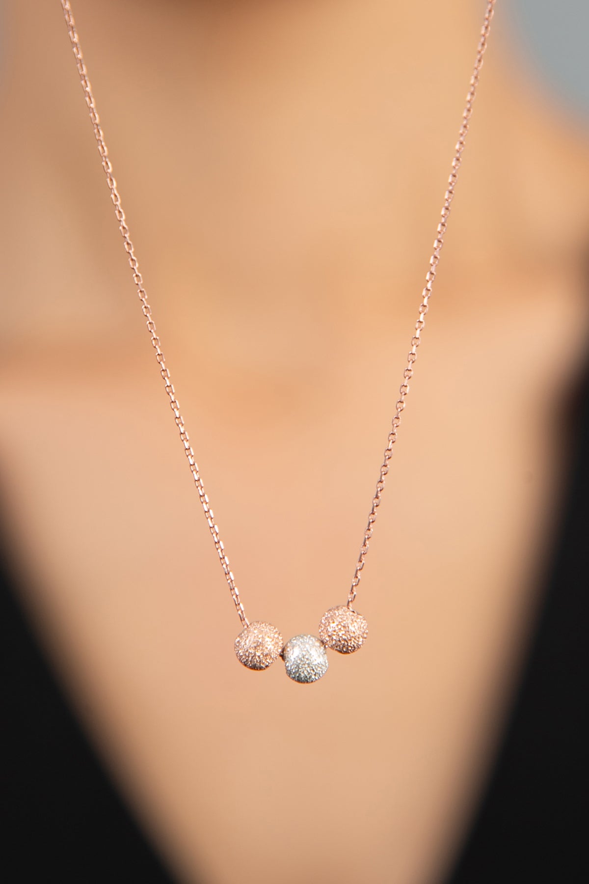 Women's 3-Cluster 925 Sterling Silver Necklace