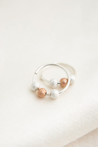 Women's 925 Sterling Silver Hoop Earrings with Doric Ball Detail