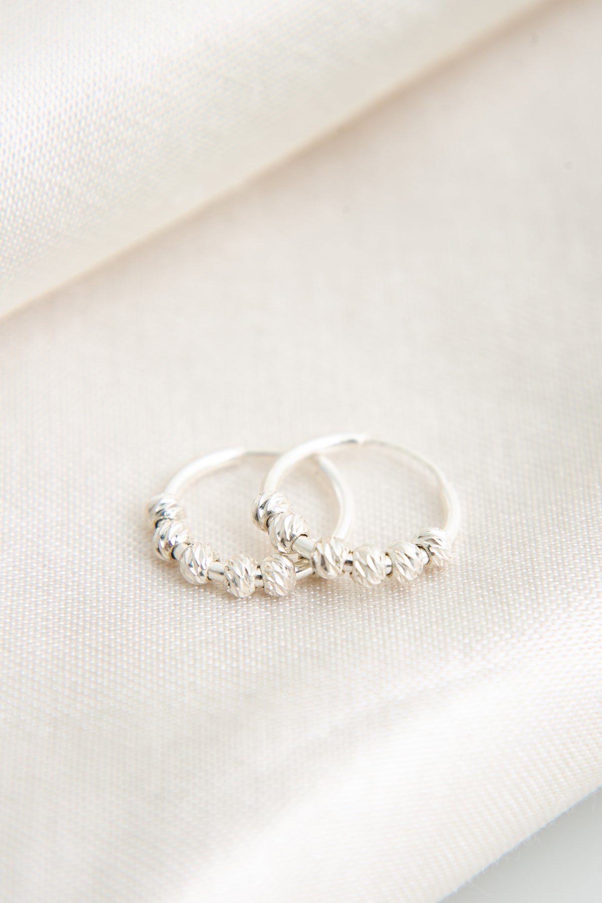 Women's 925 Sterling Silver Hoop Earrings with Doric Top Detail