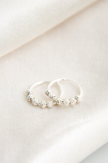 Women's 925 Sterling Silver Hoop Earrings with Doric Top Detail