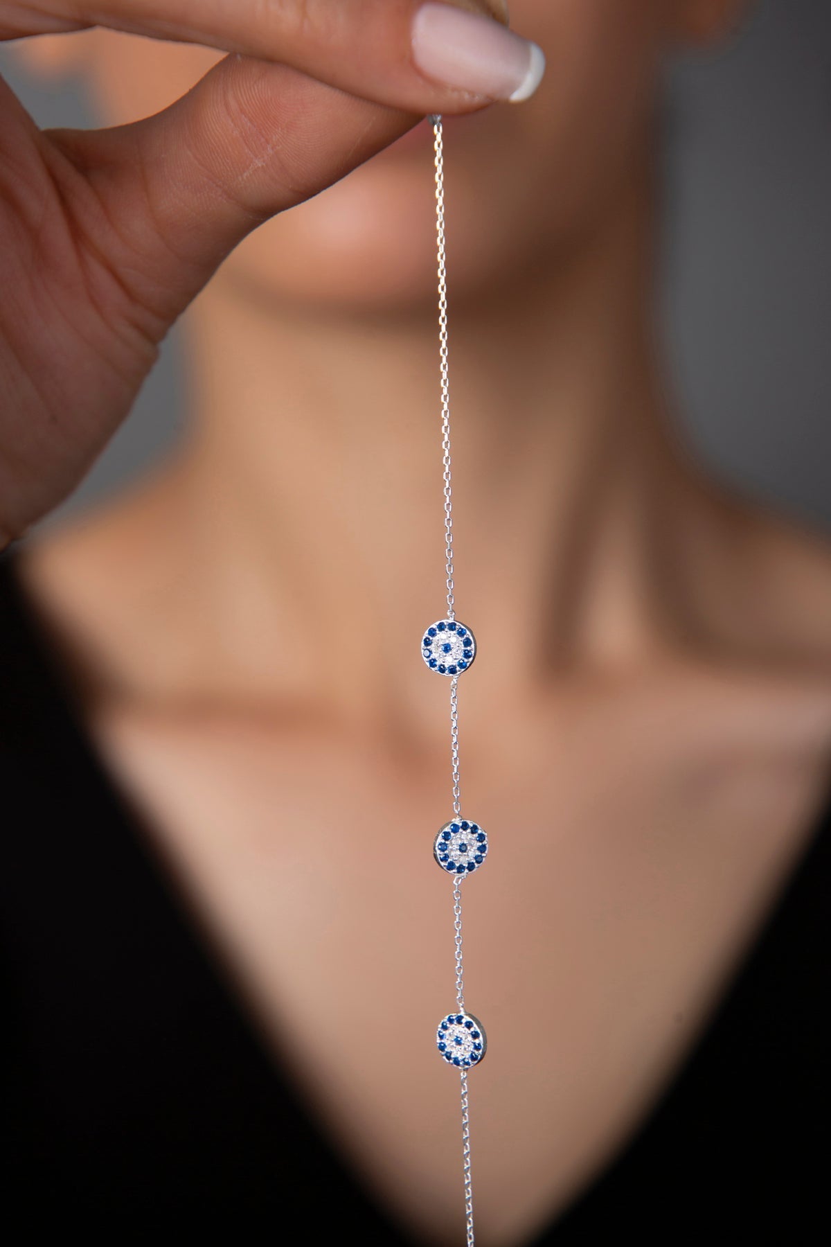 Women's Evil Eye Model 925 Sterling Silver Bracelet