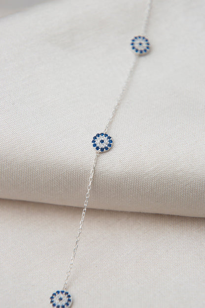 Women's 925 Sterling Silver Evil Eye Anklet