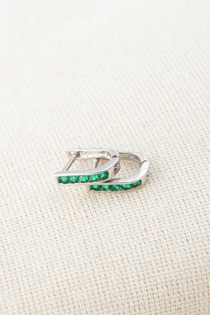 Women's 925 Sterling Silver Earrings with Green Stones