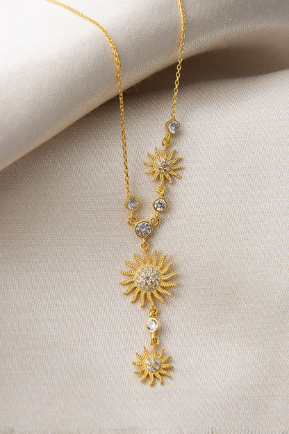 Women's Aligned Sun Model 925 Sterling Silver Necklace