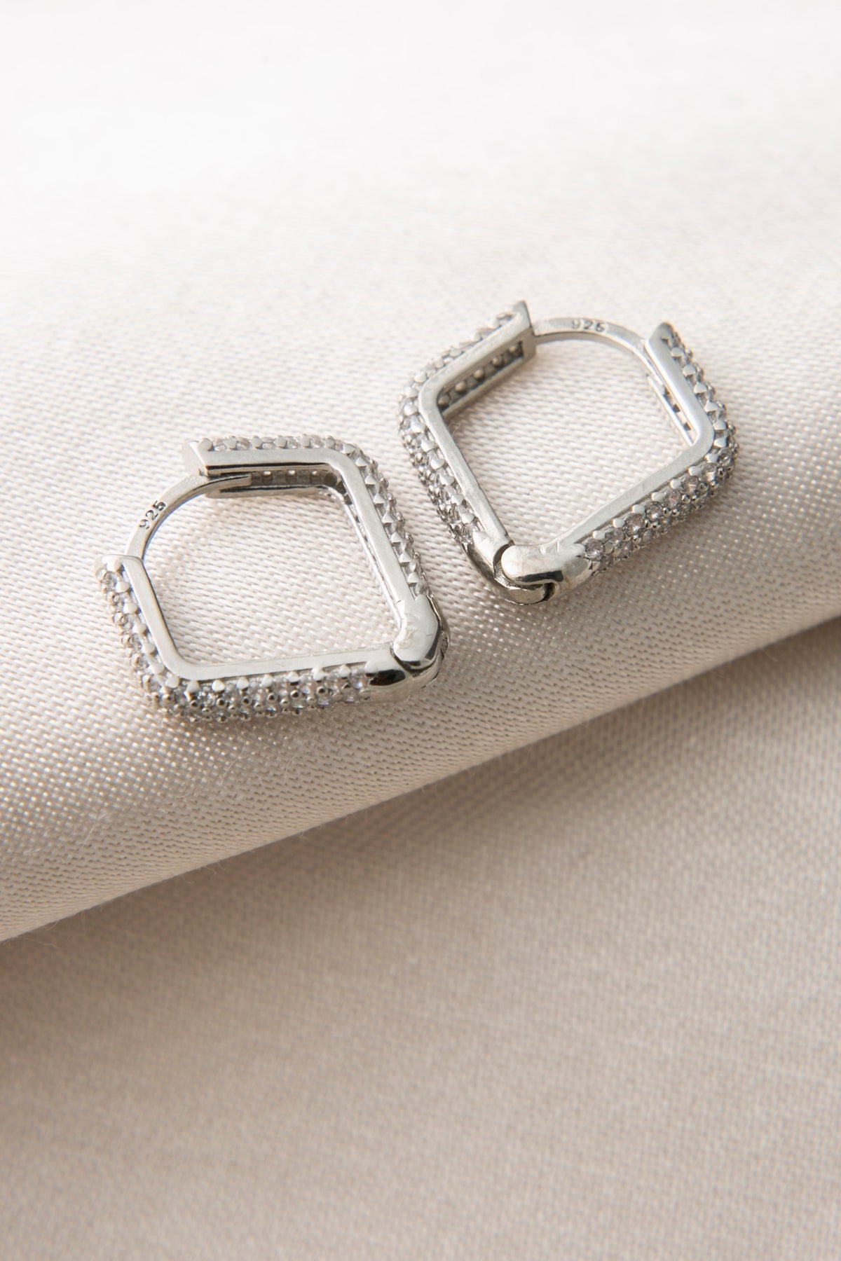 Women's 925 Sterling Silver Triangle Earrings with Stones