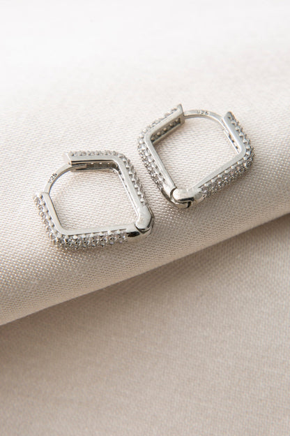 Women's 925 Sterling Silver Triangle Earrings with Stones