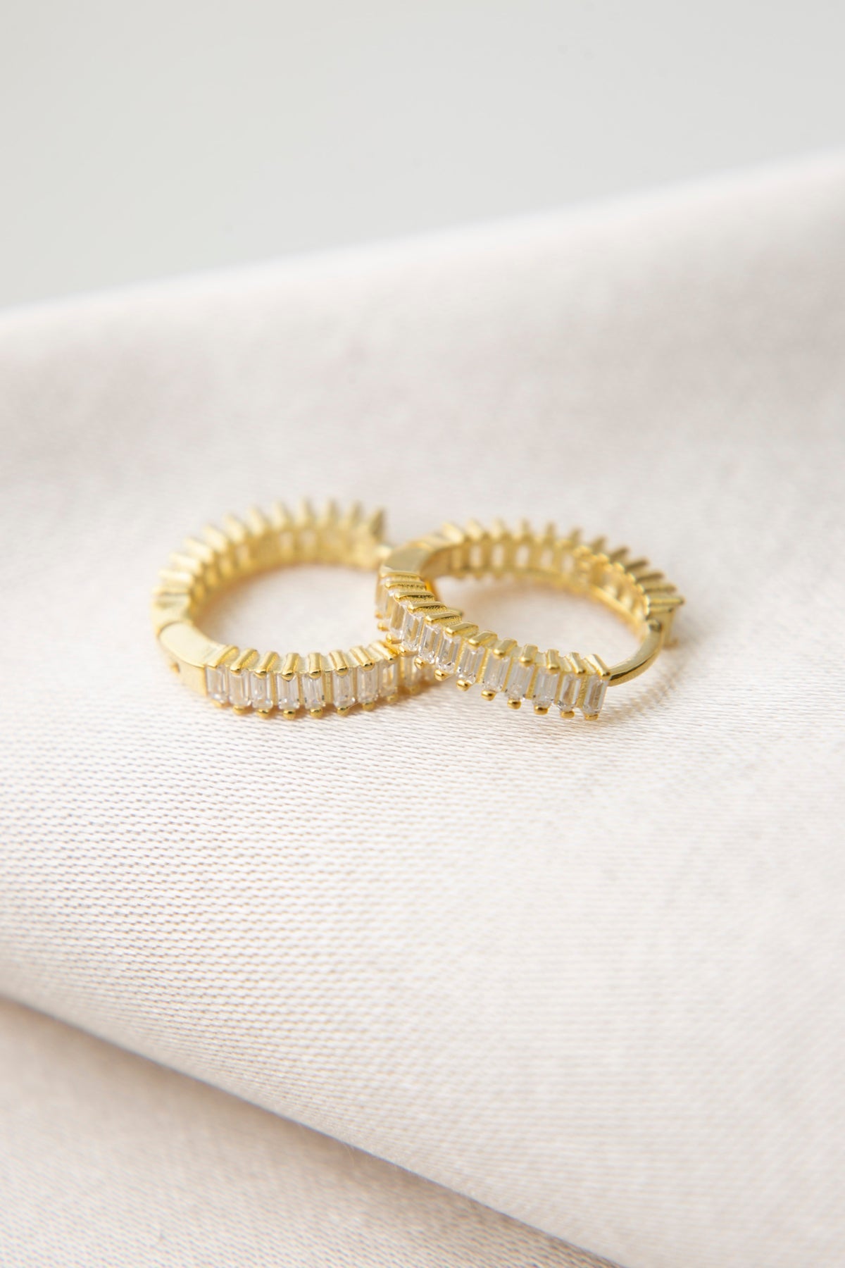 Women's 925 Sterling Silver Baguette Hoop Earrings