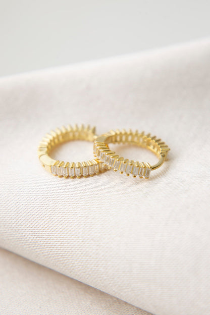 Women's 925 Sterling Silver Baguette Hoop Earrings