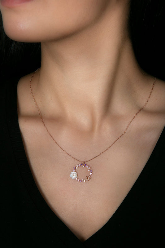 Women's 925 Sterling Silver Magnolia Flower Pendant Necklace