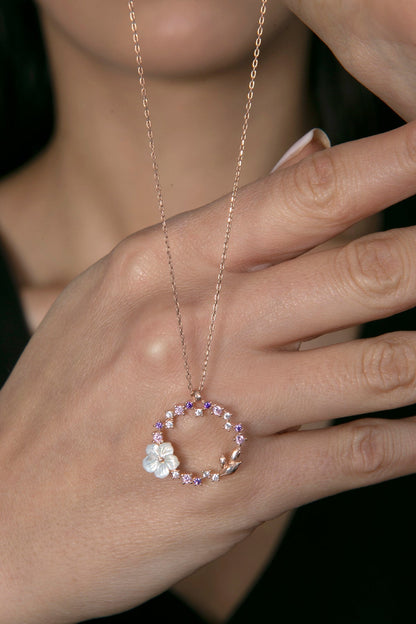 Women's 925 Sterling Silver Magnolia Flower Pendant Necklace