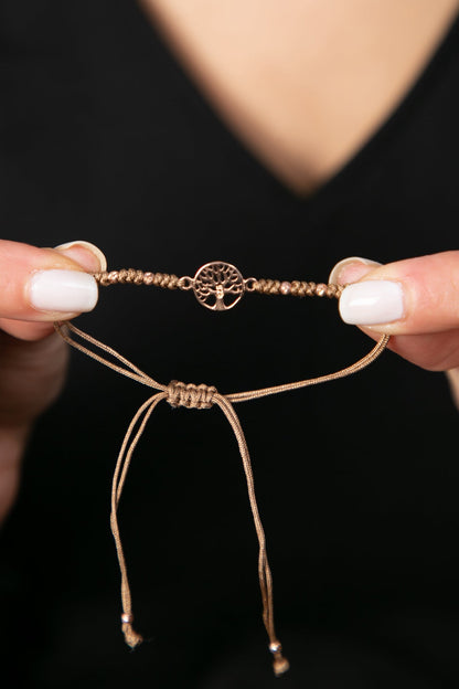 Women's 925 Sterling Silver Tree of Life Bracelet with Cord