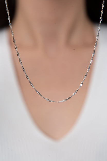 Women's Singapore Model 60 Cm 925 Sterling Silver Necklace