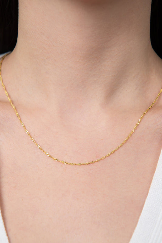 Women's 925 Sterling Silver Singapore Chain Necklace (45 cm)