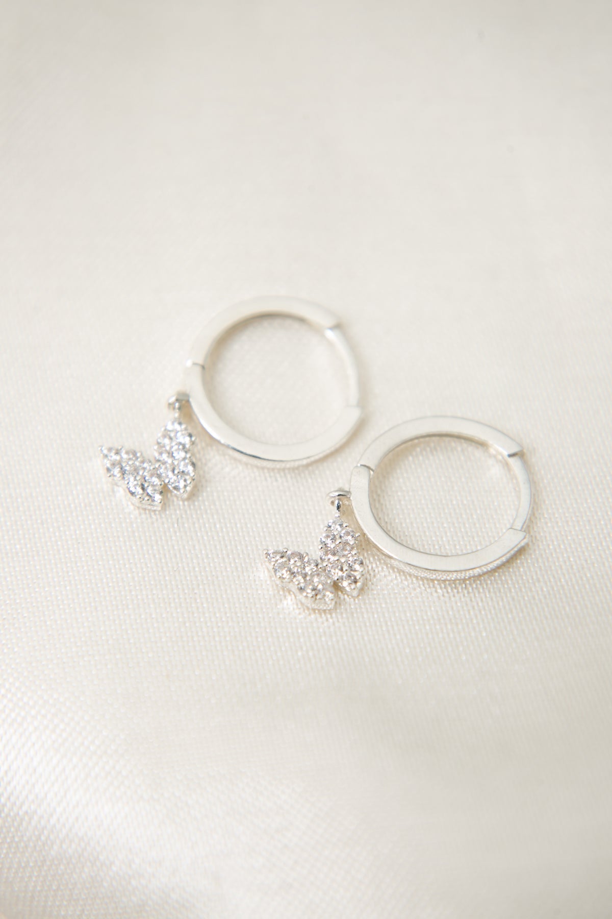 Women's 925 Sterling Silver Hoop Earrings with Butterfly Detail