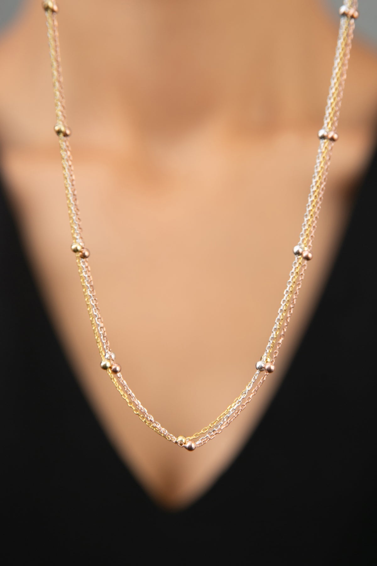 Women's 925 Sterling Silver Necklace with Doric Ball Detail in Three Colors