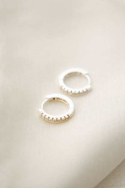 Women's Stone-Detailed Hoop Earrings in 925 Sterling Silver