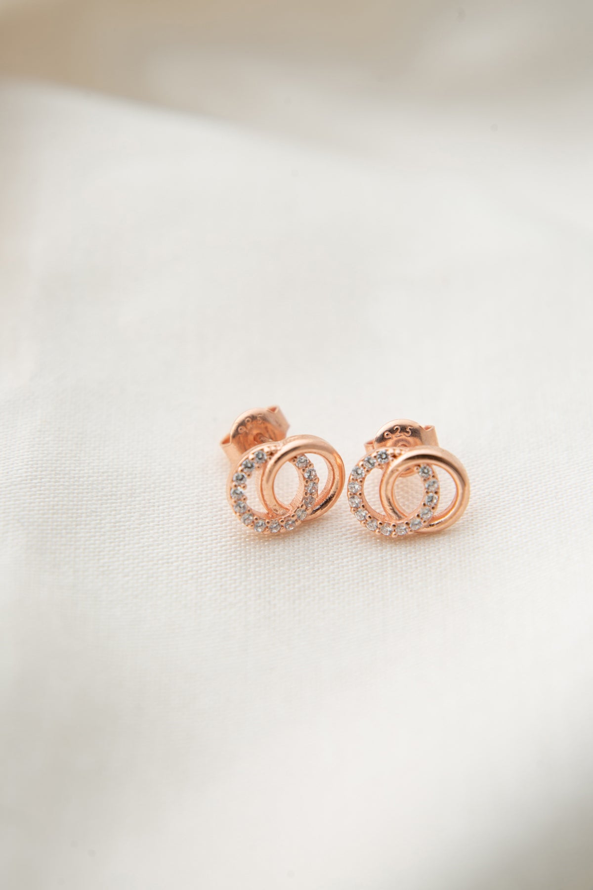 Women's 925 Sterling Silver Rose Gold Plated Infinity Hoop Earrings