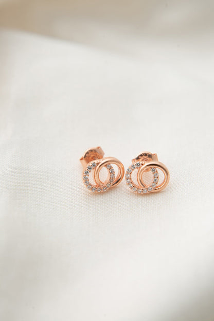 Women's 925 Sterling Silver Rose Gold Plated Infinity Hoop Earrings