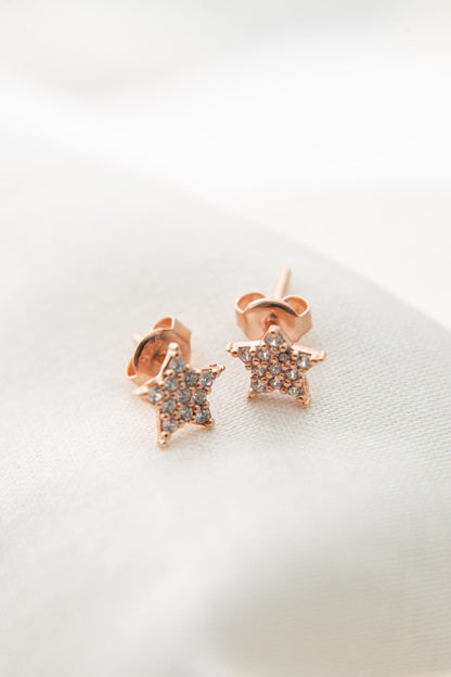 Women's Star Model Rose Plated 925 Sterling Silver Earrings