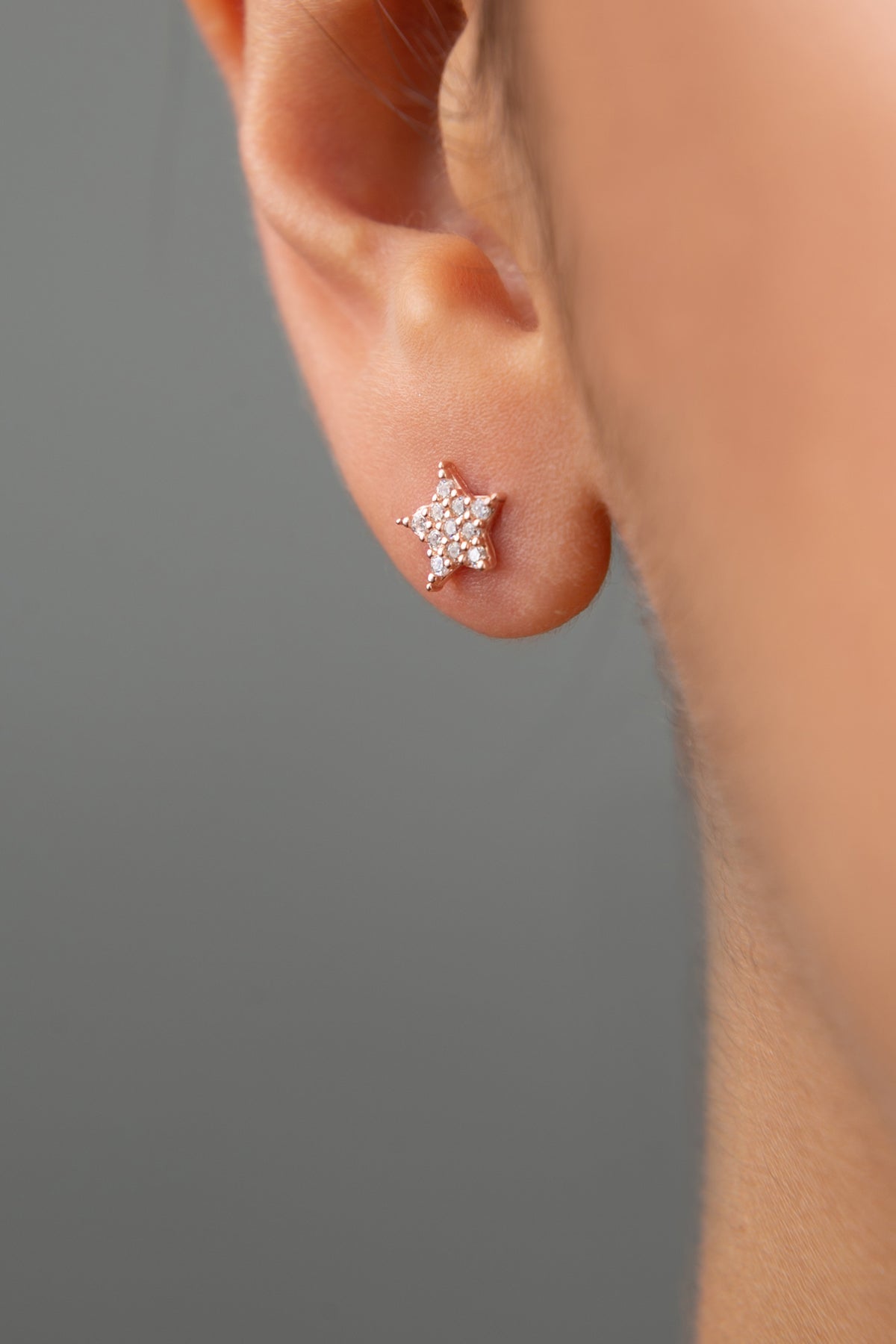 Women's Star Model Rose Plated 925 Sterling Silver Earrings