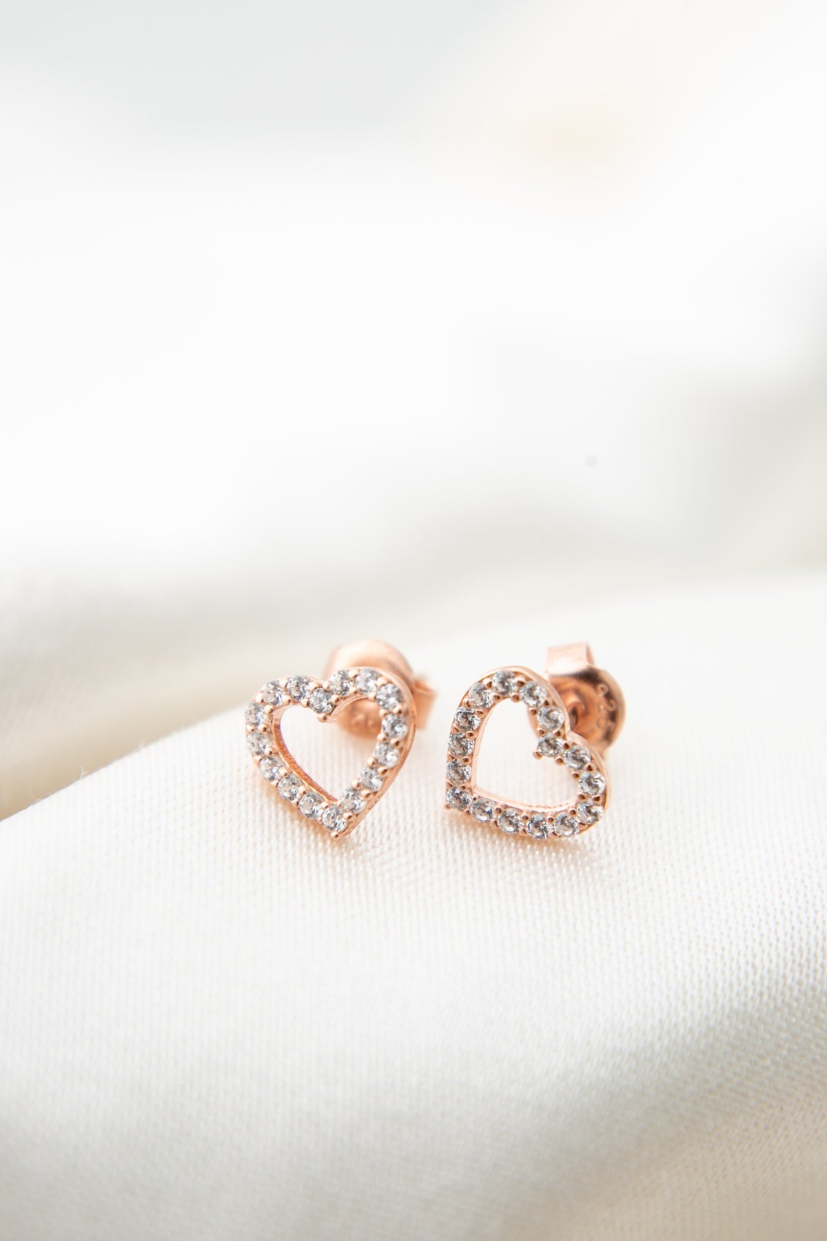 Women's Heart Model Rose Plated 925 Sterling Silver Earrings