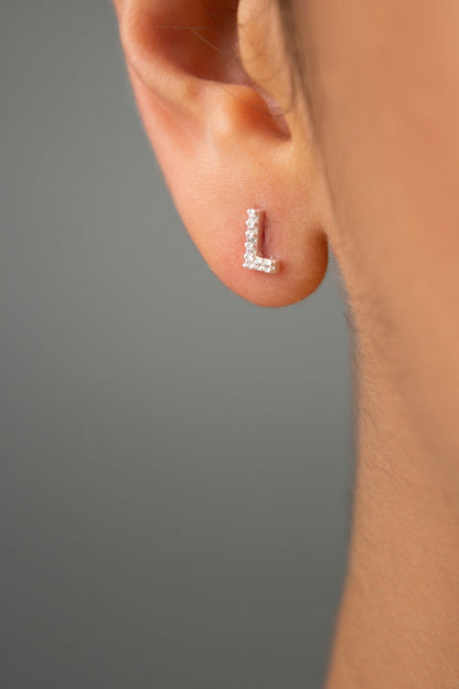 Women's L Letter 925 Sterling Silver Earrings