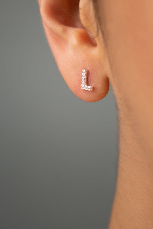 Women's L Letter 925 Sterling Silver Earrings