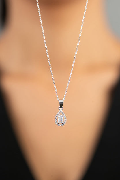 Women's Water Drop Model 925 Sterling Silver Necklace