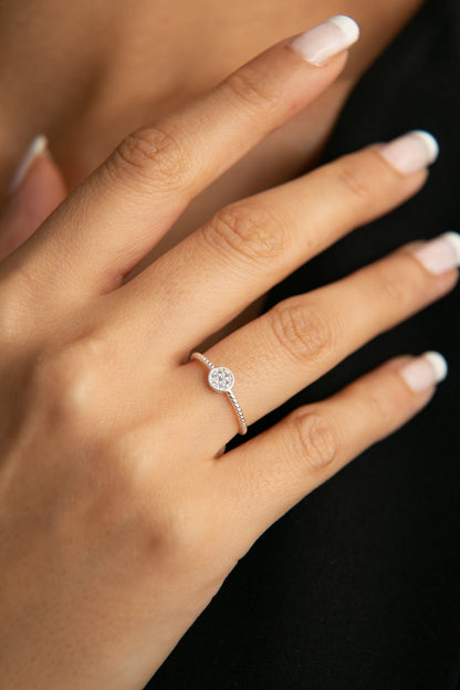 Women's 925 Sterling Silver Twist Ring with Stones