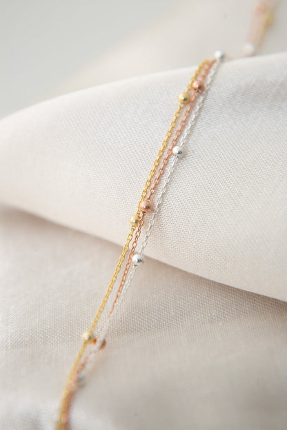 Women's 925 Sterling Silver Dorica Top Detailed Anklet in 3 Colors