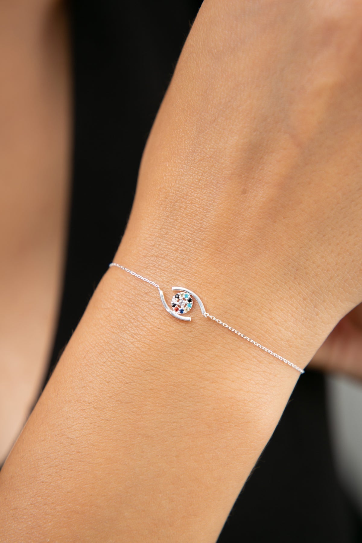 Women's 925 Sterling Silver Bracelet with Colorful Stones